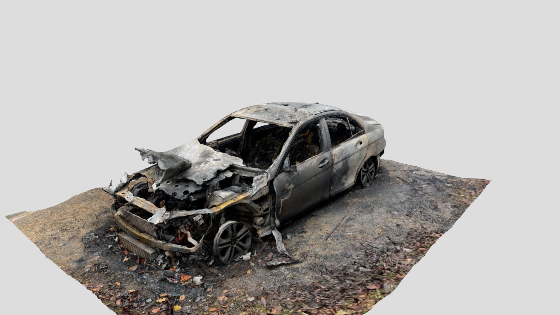 Burnt down car Mercedes Buy Royalty Free 3D model by loleczek