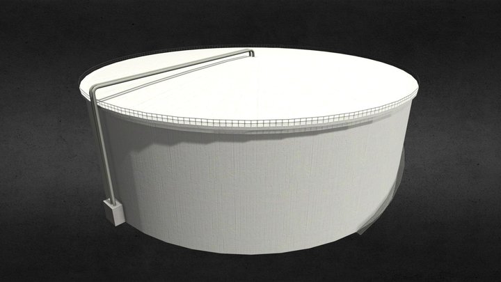 Large oil tank - fixed roof 3D Model