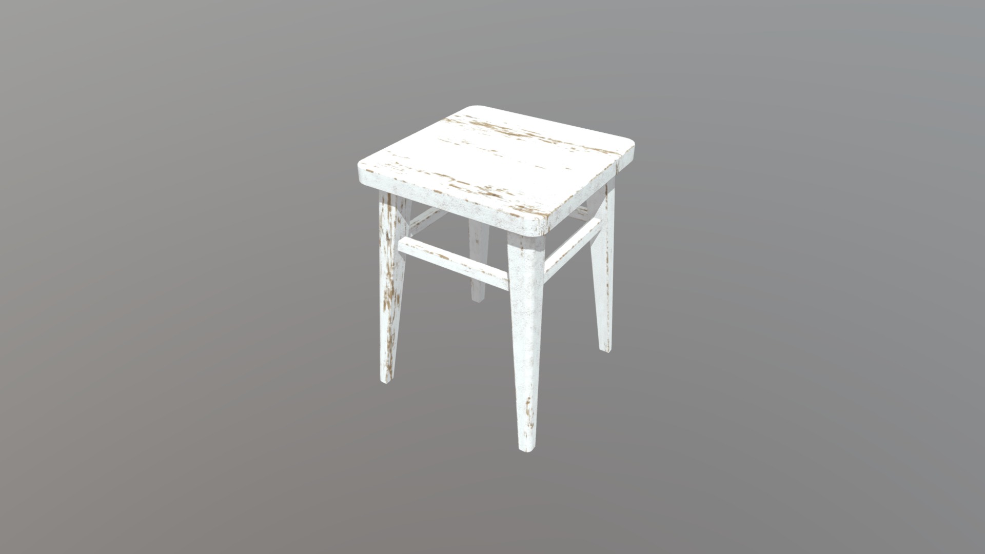3D model Wooden stool - This is a 3D model of the Wooden stool. The 3D model is about a white chair with a white cushion.