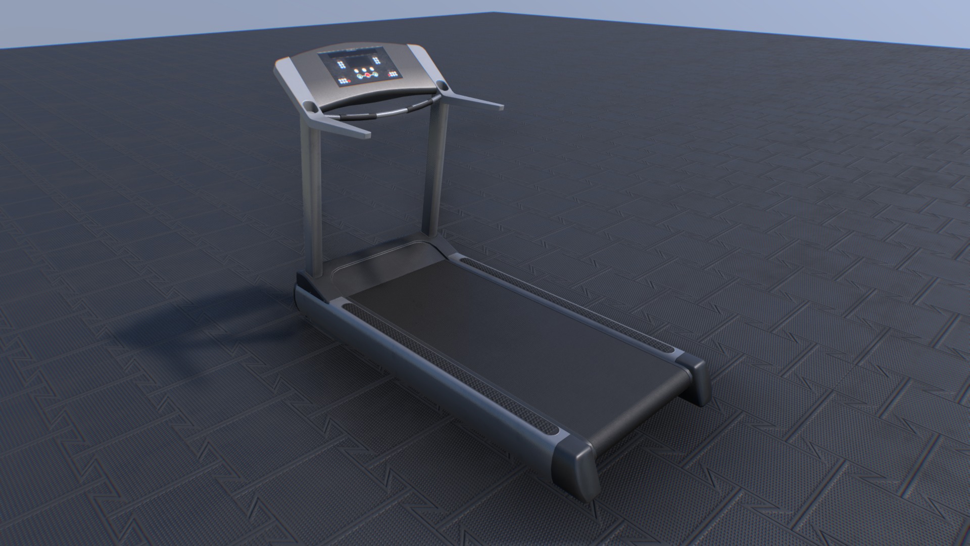 3D model Treadmill - This is a 3D model of the Treadmill. The 3D model is about a silver and black machine.