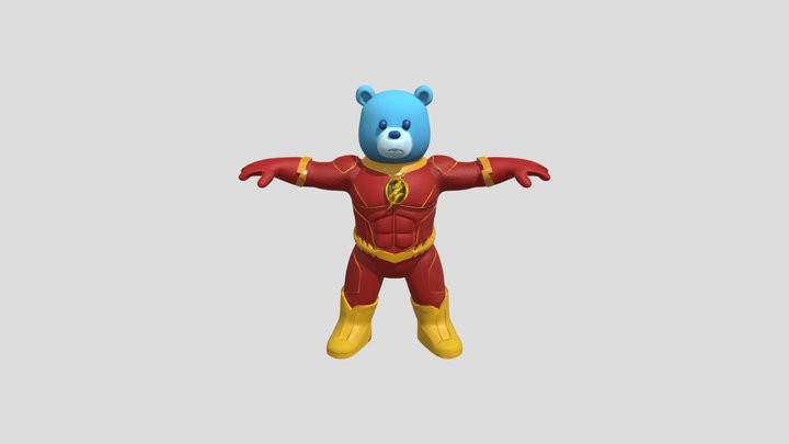 Blue bear in Flash costume 3D Model