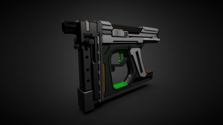 nail gun like sci fi pistol wip 3D Model
