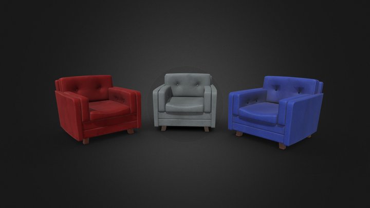 Fabric Armchair Low-poly 3D Model
