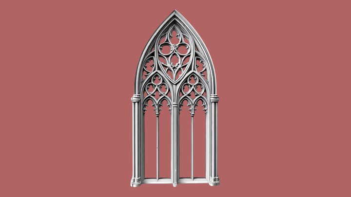 Carved Window 003 Gothic Style 3D Model