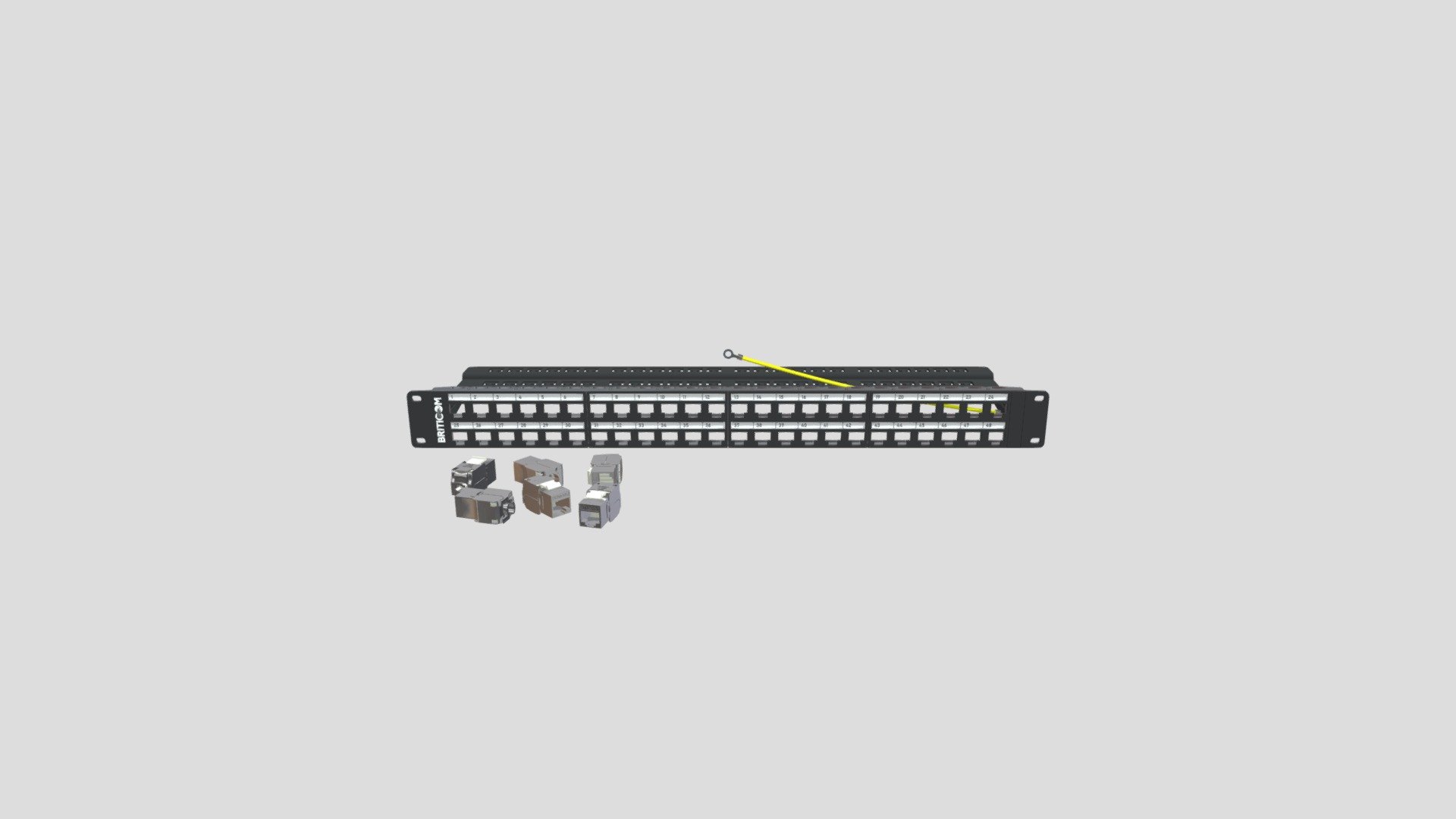 Empty Patch Panel Flat 48 Ports 1U Empty RJ45 ST - 3D model by briticom ...