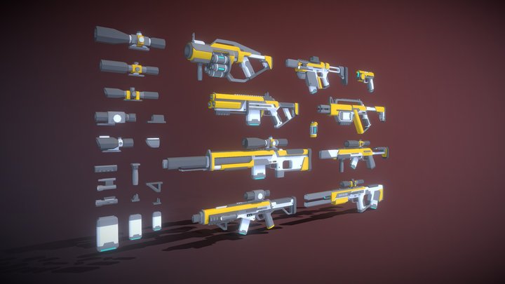 SciFi Gun Pack 3D Model