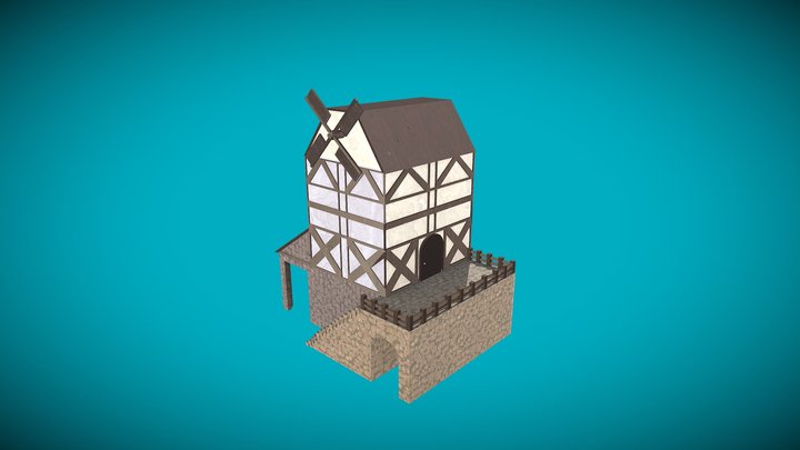 Medieval Windmill House 3D Model