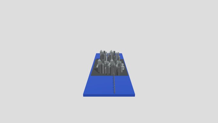 low poly city with bridge! – Modello 3D gratuito STL