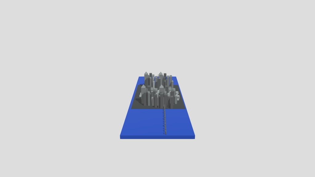 low poly city with bridge!