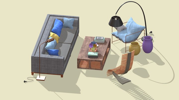 Living room ( furniture collection ) 3D Model