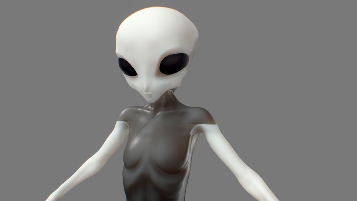 HQ Grey Alien 1 3D Model
