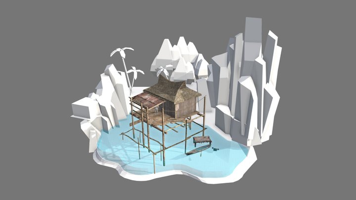 By the ocean - WIP Diorama 3D Model