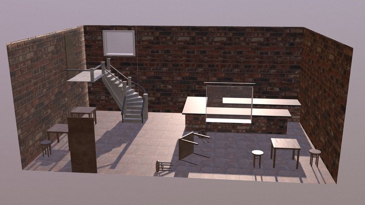 Abandoned Cafe: Modular assets 3D Model