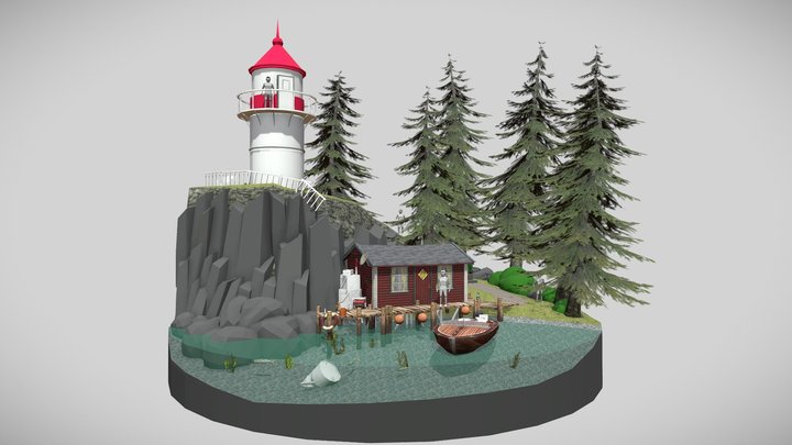 By the Ocean - WIP Diorama 3D Model