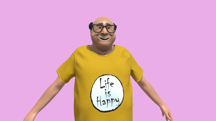 Danny Devito with "Life is happy T-shirt" 3D Model