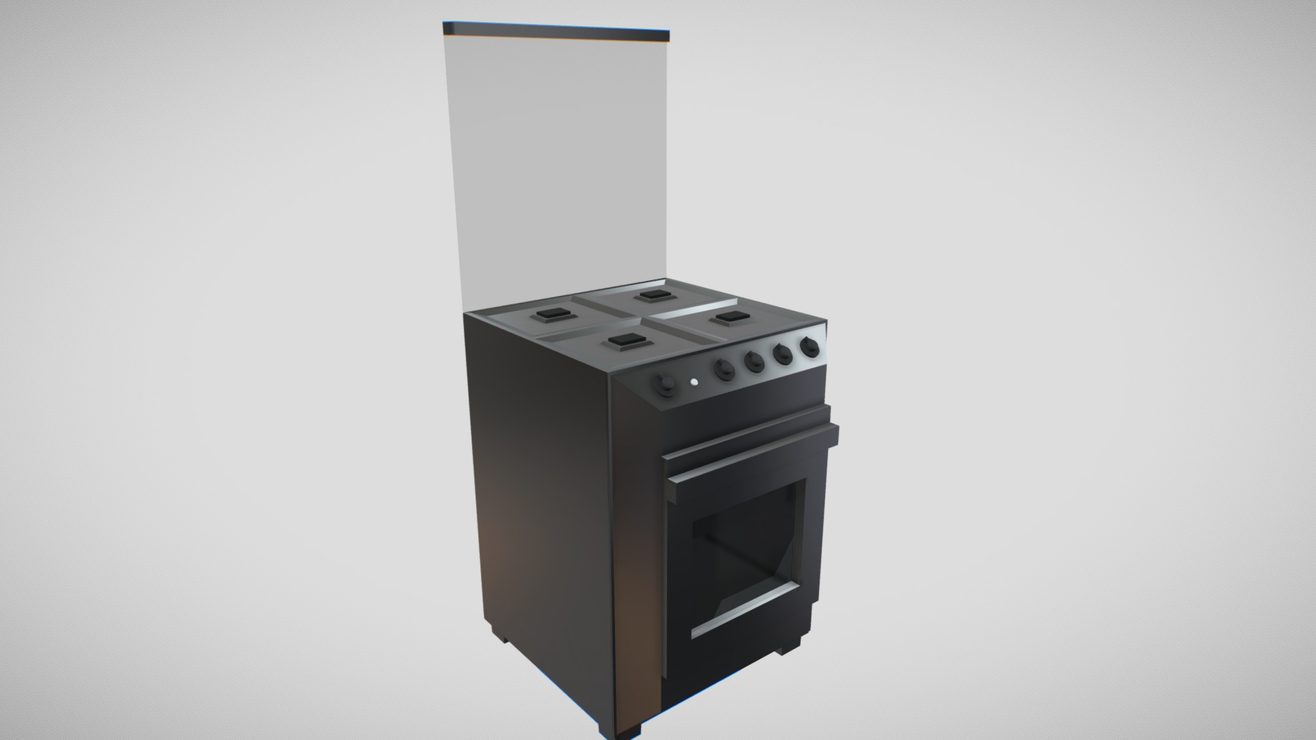3D model Low Poly Stove - This is a 3D model of the Low Poly Stove. The 3D model is about a black and silver electronic device.