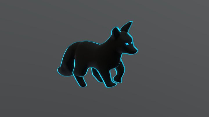 Black glowing fox 3D Model