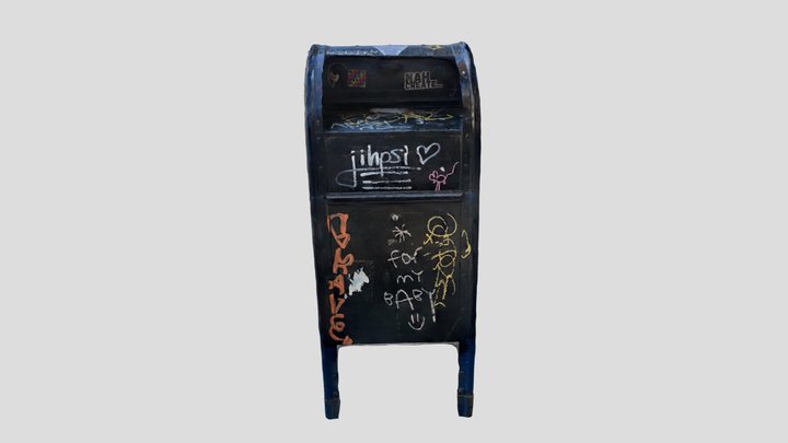 Mailbox covered in graffiti 3D Model