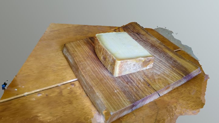 Gruyère cheese on a board 3D Model