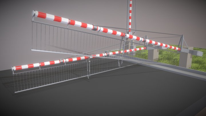 Railroad Barrier 7m (High-Poly) Protective Grid 3D Model