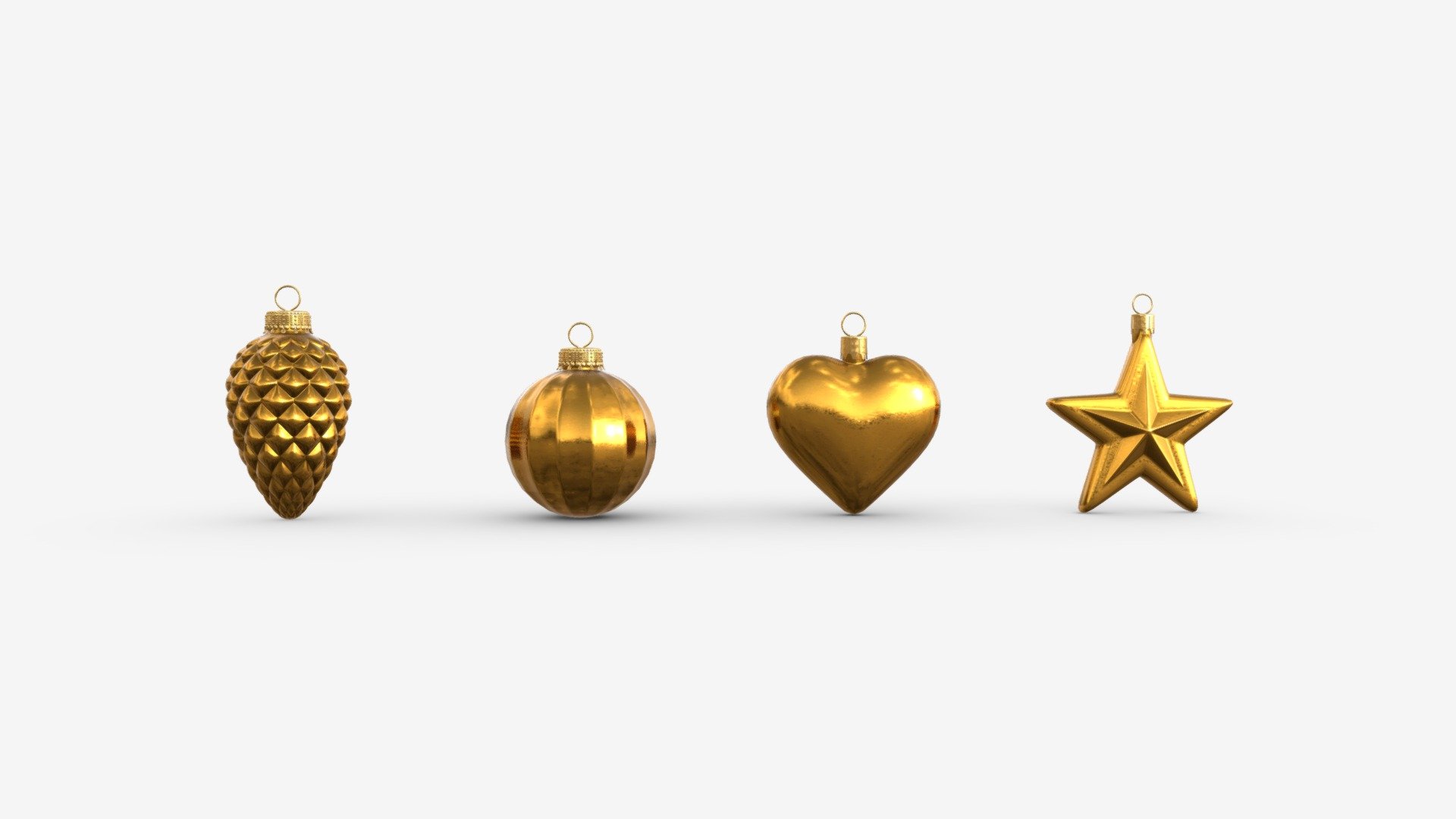 Christmas Tree Balls Set Gold Glossy Buy Royalty Free 3D model by