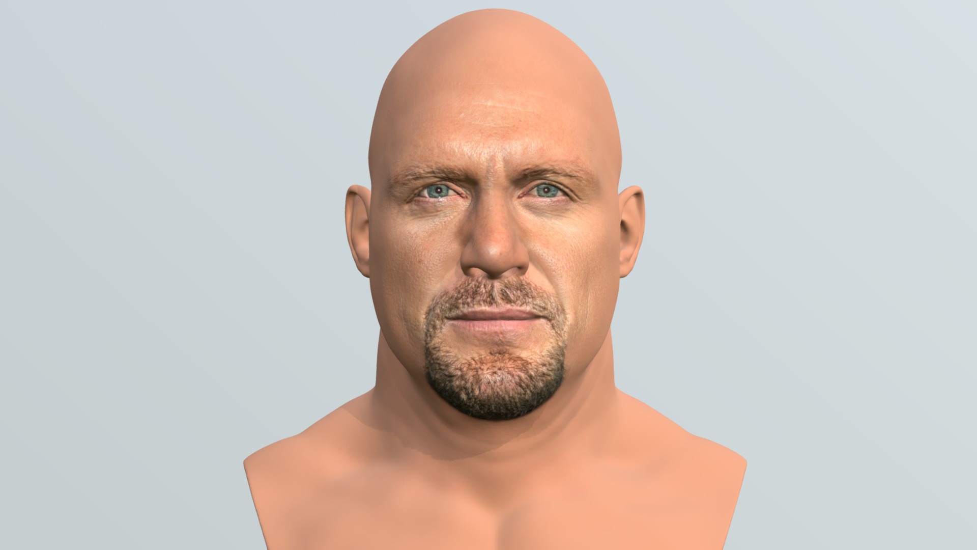 3D model Stone Cold bust for full color 3D printing - This is a 3D model of the Stone Cold bust for full color 3D printing. The 3D model is about a bald man with a beard.