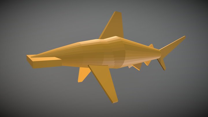 Hammerhead Shark Block Out 3D Model