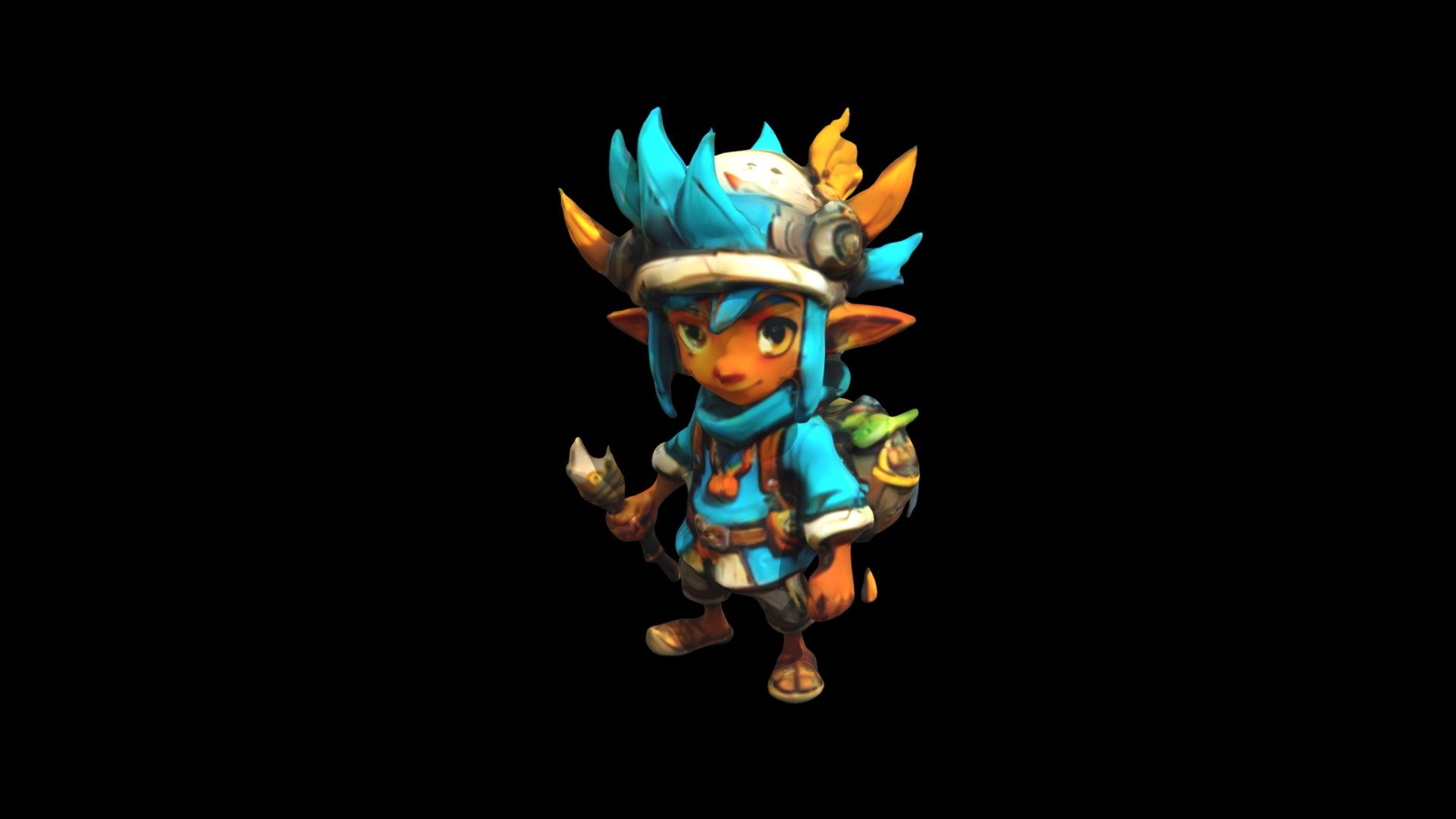 a cartoon character with blue hair and a back - Download Free 3D model ...