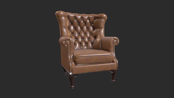 Tudor Leather Armchair 3D Model