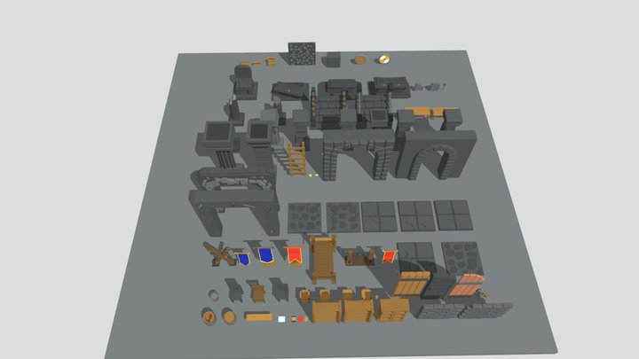 Modular dungeon kit 1 3D Model