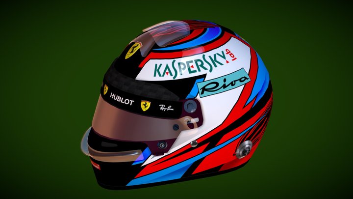 #89 F1 Kimi 2018 Bell racing helmet HP7 3D Model