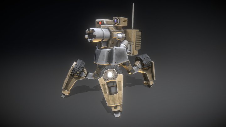 Quadruped Cannon Robot 3D Model