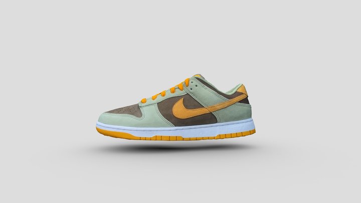 Yellow Nike Dunk Low Dusty Olive from video clip 3D Model