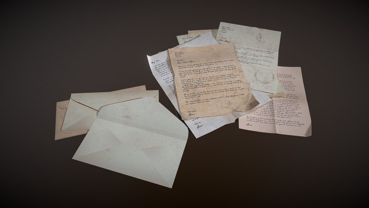 Stack of Letters 3D Model