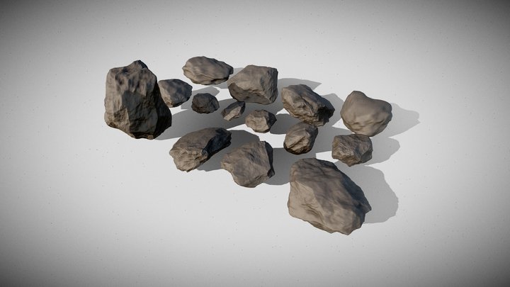 Stone Garden (13 3D Stones) 3D Model