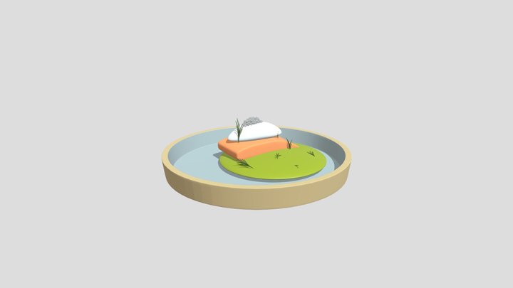 Salmon Fine Dining Dish 3D Model