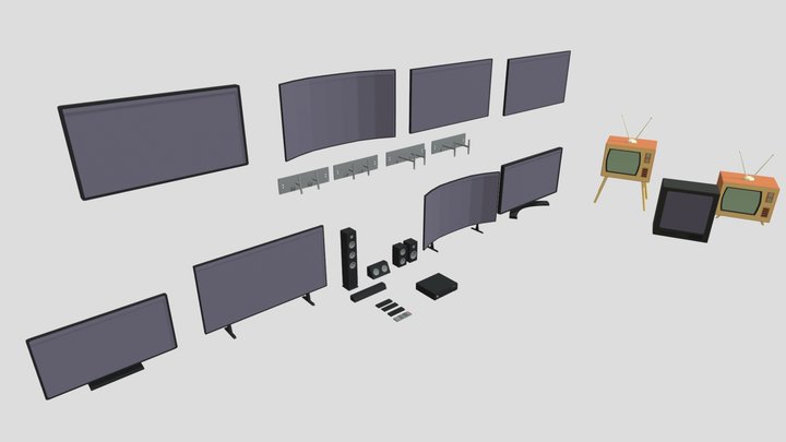 Low Poly - TV Pack 3D Model