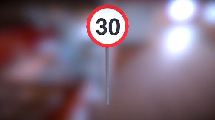 Speed Sign (30) Free 3D Model