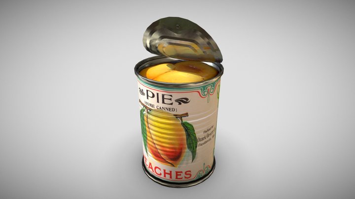 Tin Can Canned Sliced Peaches Food Open 4K PBR 3D Model