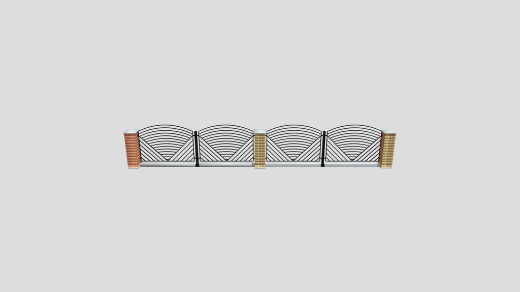 Brick Fence With Forged Metal Lattice