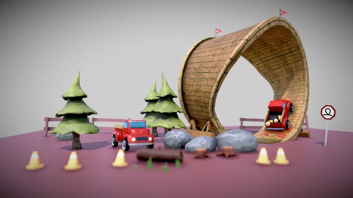 Rally game scene 3D Model