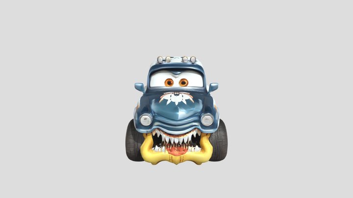 cartoon monster truck with eyes and teeth 3D Model