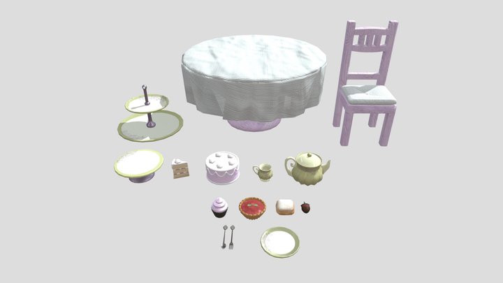 Tea party asset pack 3D Model
