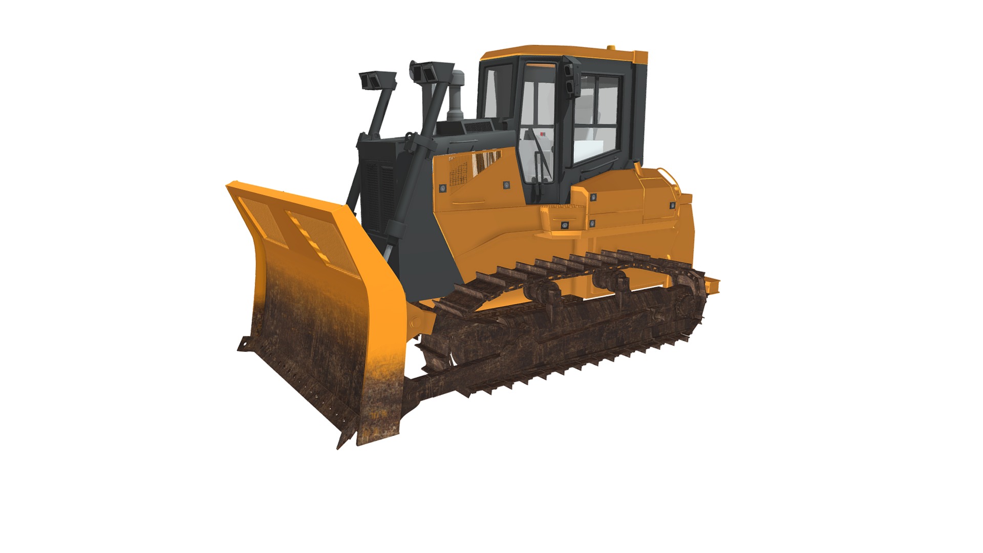 3D model Waste Handler - This is a 3D model of the Waste Handler. The 3D model is about a yellow and black bulldozer.