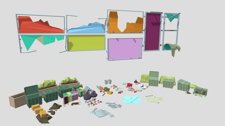 urban lomon props ( LOW POLY/STYLIZED ) Pack 05 3D Model
