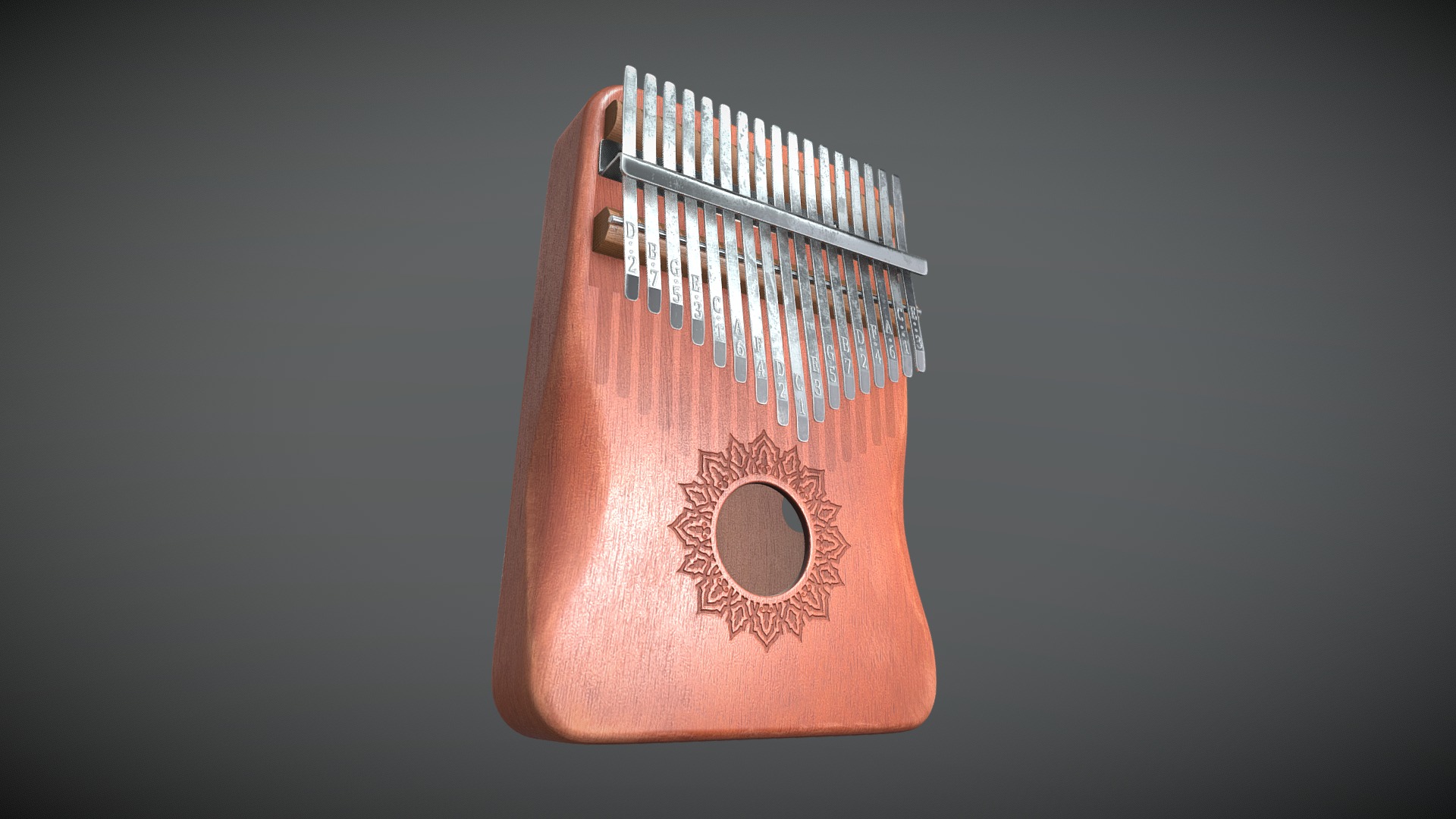 3D model Kalimba - This is a 3D model of the Kalimba. The 3D model is about a red and white guitar.