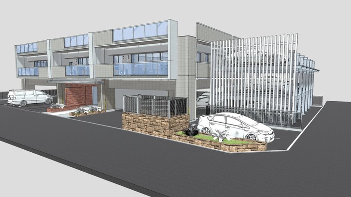 small apartment 1F+2F 3D Model