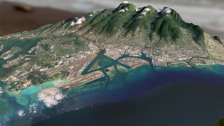 Honolulu & Waikiki - Oahu, Hawaii, South Pacific 3D Model