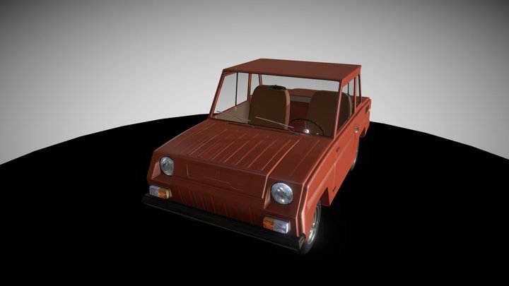 Vintage soviet car SMZ-S3D (Invalidka) 3D Model