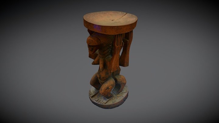 African double-figure stool 3D Model